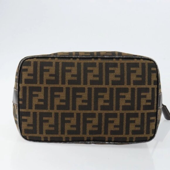 FENDI Zucca Canvas Vanity Hand Bag Black Brown Auth bs29458 - Picture 7 of 16